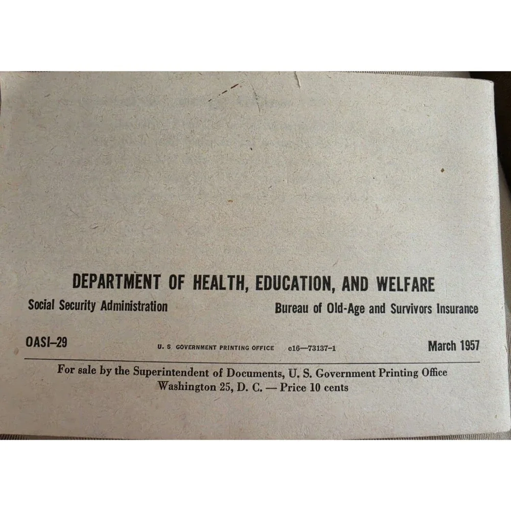 1957 If You Are Disabled Social Security Administration OASI-29 Vintage Pamphlet